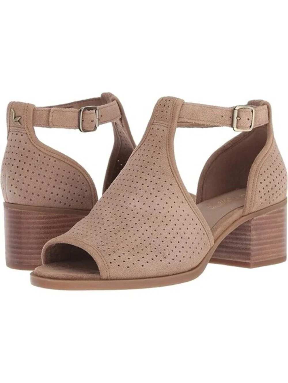 Koolaburra by UGG Ashlyn Size 5 Taupe Suede Peep Toe Block Heel Sandals NWT